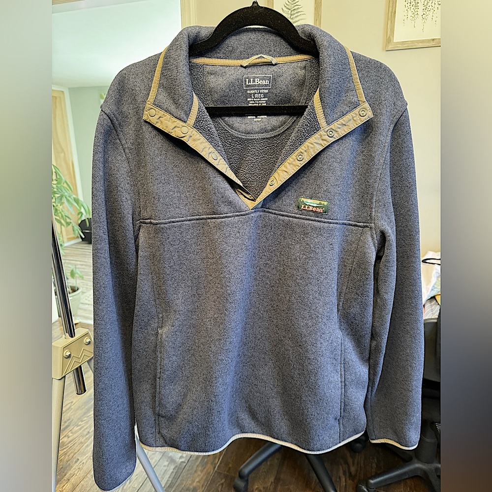 L.L. Bean Blue Fleece Pullover Sweater